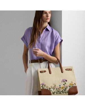 Ralph Lauren Ralph Lauren Embroidered Canvas Large Devyn Tote Bag - Purple