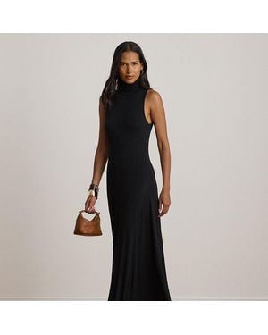 Ralph Lauren Jersey Sleeveless Roll Neck Maxidress - Black