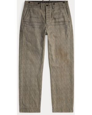 RRL Engineer-Fit Hose Mit Fischgratdruck - Grau