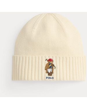 Polo Ralph Lauren Polo Bear Knit Cotton Beanie - Natural