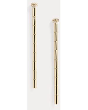 Ralph Lauren Pendientes Largos Pavé Bañados En Oro - Blanco