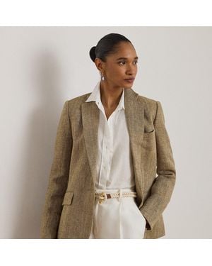 Ralph Lauren Linen Herringbone Blazer - Natural