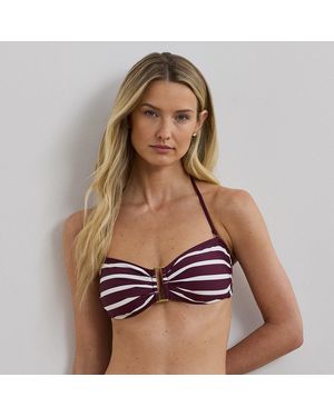 Ralph Lauren Striped Ring-Front Bandeau Bikini Top - Brown