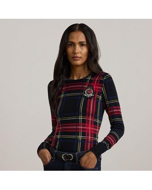 Black Long Sweater with Beaded Decrative Shapes On The Front by Ralph Lauren