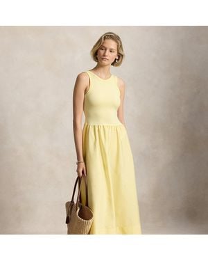 Ralph Lauren Ponte-Bodice Sleeveless Dress - Yellow