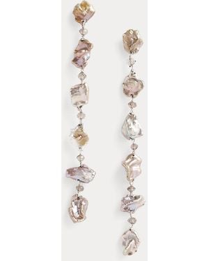 Ralph Lauren Sterling Pearl Strand Earrings - White