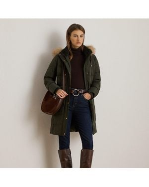 Ralph Lauren Faux Fur-Trim Hooded Down Coat - Green