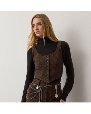 Ralph Lauren Sherry Wool-Blend Donegal Tweed Top - Black