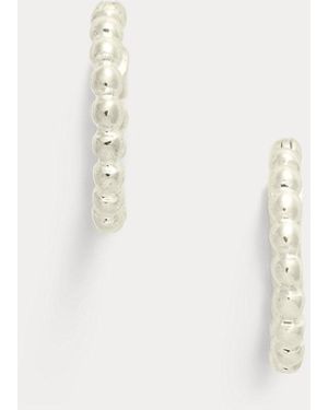 Ralph Lauren Sterling Beaded Hoop Earrings - White