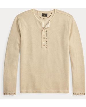 RRL Henley Aus Besticktem Jersey - Natur