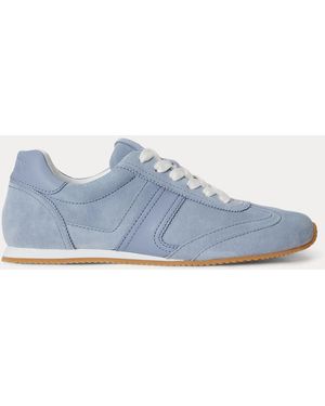 Ralph Lauren Dani Suede & Leather Low-Profile Trainer - Blue
