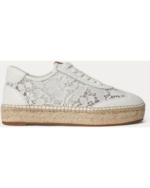 Ralph Lauren Luize Crocheted Lace Espadrille Trainer - White