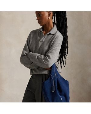 Ralph Lauren Polo Play Suede Medium Tote - Gray