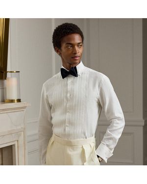 Ralph Lauren Nm X Rl French Cuff Linen Tuxedo Shirt - White