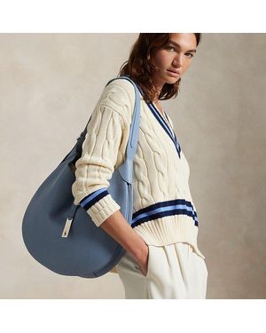 Polo Ralph Lauren Grote Leren Polo Id Shoulder Tas - Blauw