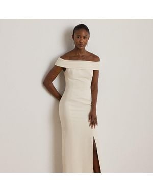 Ralph Lauren Crepe Off-The-Shoulder Gown - White