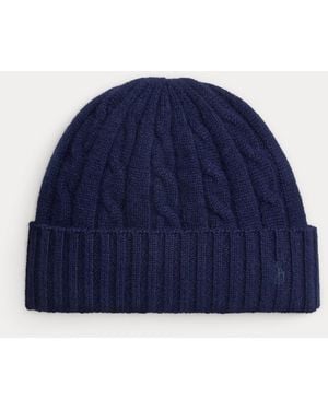 Ralph Lauren Cable-Knit Cashmere Beanie - Blue