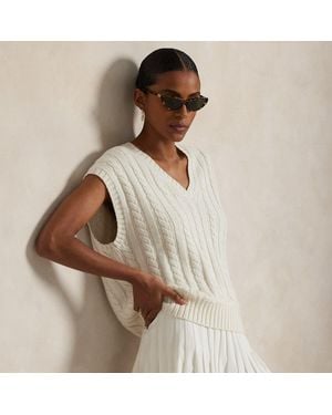 Polo Ralph Lauren Wimbledon Kabelspencer Van Kasjmiermix - Bruin