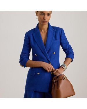 Ralph Lauren Leather Medium Blaike Bucket Bag - Blue