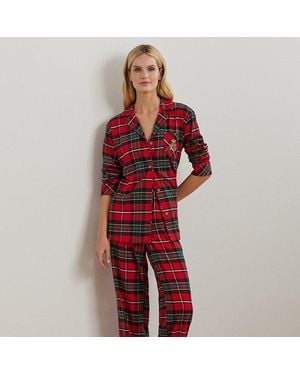 Ralph Lauren Pigiama in twill a spina di pesce - Rosso