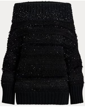 Ralph Lauren Embellished Off-The-Shoulder Jumper - Black