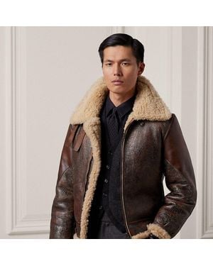 Ralph Lauren Ralph Lauren Leather-trim Shearling Flight Jacket - Black