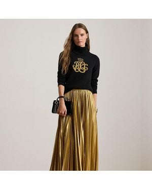 Ralph Lauren Falda Plisada De Chifón Metalizado - Metálico