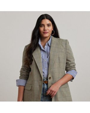 Ralph Lauren Taglie Plus - Blazer principe di Galles in twill - Grigio