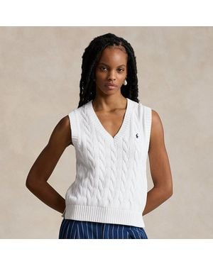 Polo Ralph Lauren Cable Knit Sleeveless Jumper - White