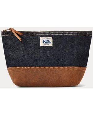 RRL Suede-Trim Denim Pouch - Black