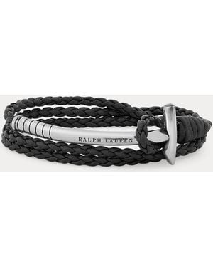 Ralph Lauren Triple-Wrap Leather Mallet Bracelet - Black