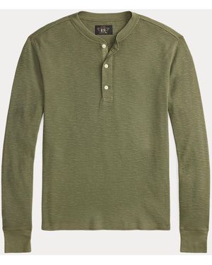 Ralph Lauren Garment-Dyed Waffle-Knit Henley Shirt - Green
