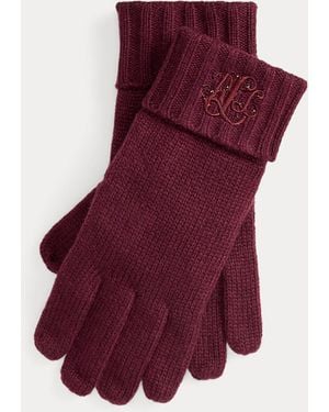 Ralph Lauren Guanti ricamati con logo - Viola