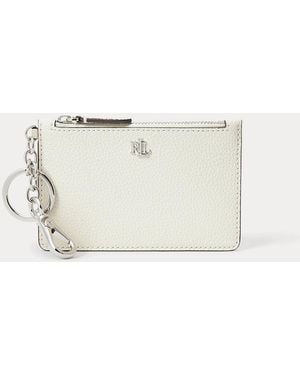Ralph Lauren Pebbled Leather Zip Card Case - White