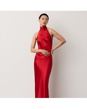 Ralph Lauren Chilton Stretch Satin Evening Dress - Red