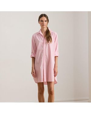 Ralph Lauren Striped Cotton Poplin Sleep Shirt - Pink