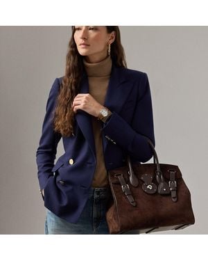 Ralph Lauren Tasche Soft Ricky 33 Aus Kalbswildleder - Braun