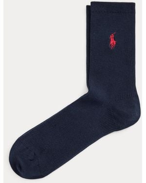 Ralph Lauren Cotton-Blend Ribbed Crew Socks - Blue