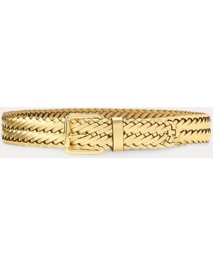 Ralph Lauren Braided Metallic Leather Belt - Yellow