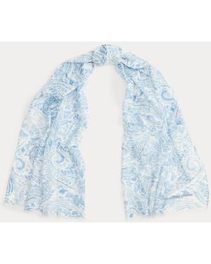 Ralph Lauren Paisley Cotton-Silk Scarf - Blue