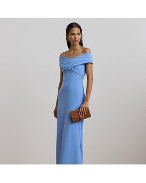Ralph Lauren Ralph Lauren Crepe Off-The-Shoulder Gown - Blue