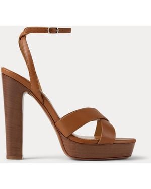 Ralph Lauren Cleary 125 Mm Calfskin Platform Sandal - Brown