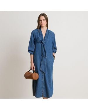 Ralph Lauren Denim-Hemdkleid Mit Bindebändern - Blau