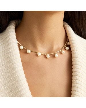 Ralph Lauren Collar Bañado En Oro Con Perlas - Metálico
