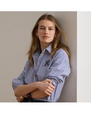 Ralph Lauren Relaxed Fit Striped Stretch Cotton Shirt - Gray