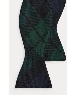 Ralph Lauren Plaid Cashmere-Silk Bow Tie - Green