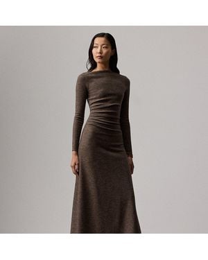 Ralph Lauren Nora Tick-Weave Wollen Jersey Jurk - Grijs