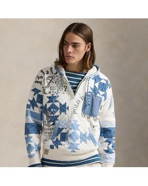 Polo Ralph Lauren Vintage Fit Patchwork Fleece Hoodie - Blue