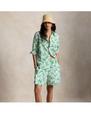 Polo Ralph Lauren Printed Cotton-Linen Short - Green