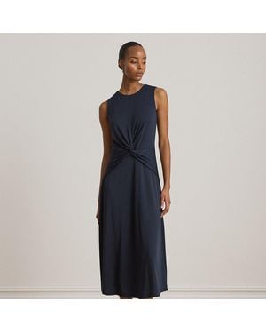 Ralph Lauren Twist-Front Sleeveless Jersey Dress - Blue